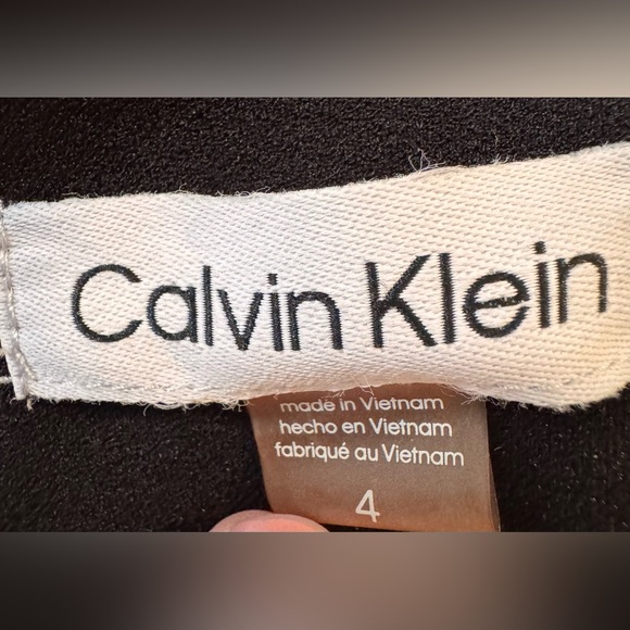 Calvin Klein Boat Neck Ruffle Hem Faux Wrap Dress – Black – Size 4 – Like New - Picture 11 of 16